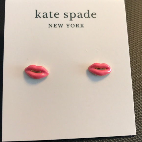 kate spade Jewelry - Kate spade gold and pink lip earrings